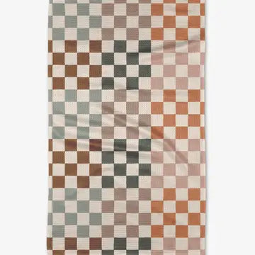 Geometry Tea Towel-Autumn Checkers