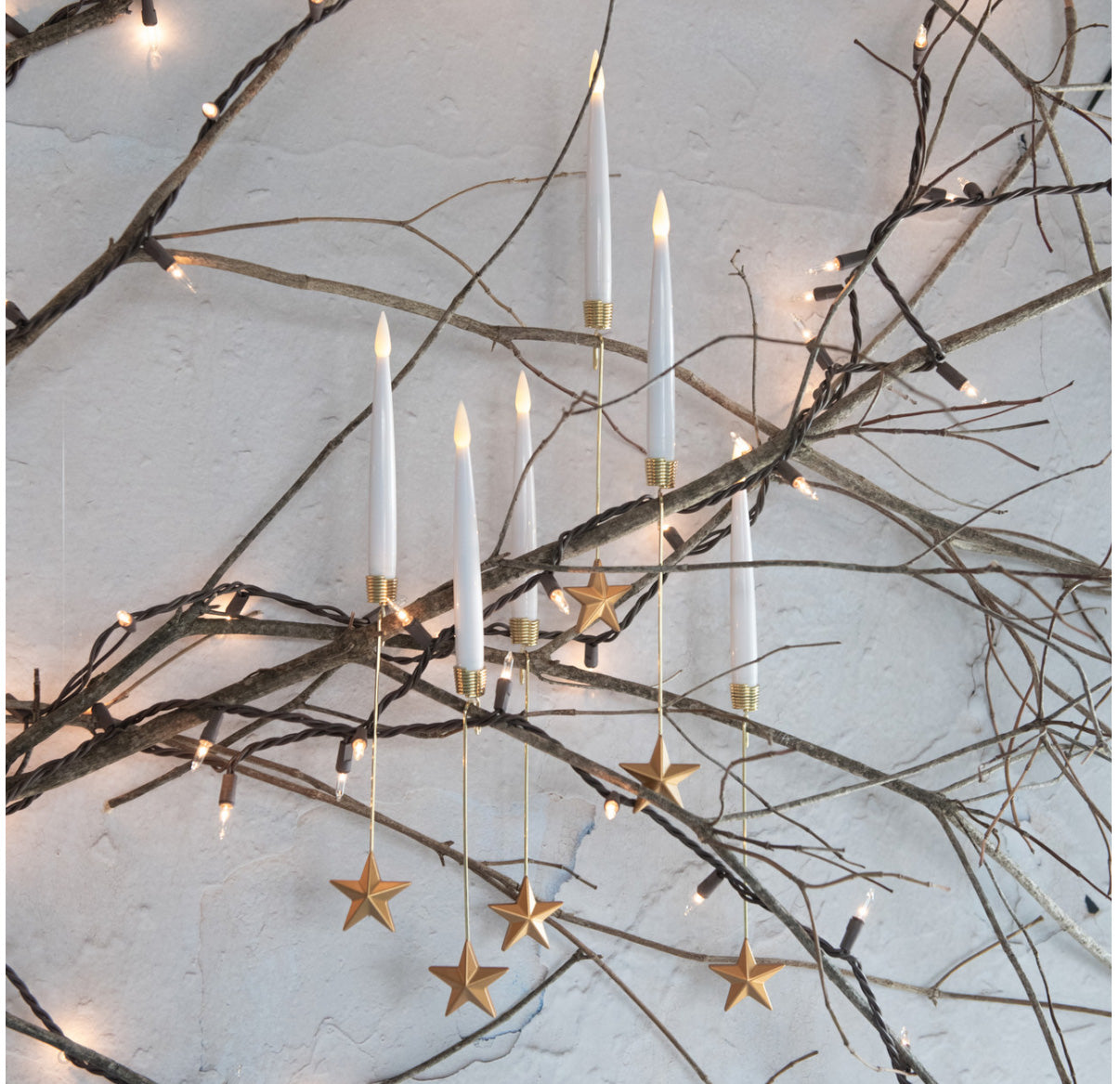LED Candles with Star Hanger Set of 6