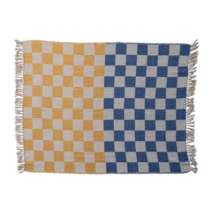 Cats Checkered Throw with Fringe