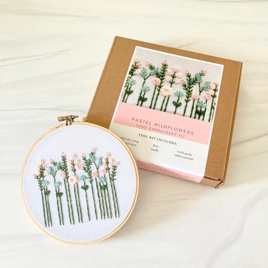 Pastel Wildflowers Embroidery Kit