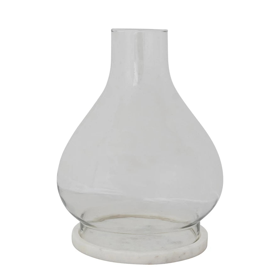 Glass Hurricane with Marble Base