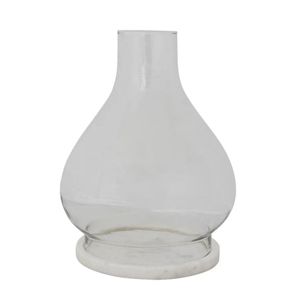 Glass Hurricane with Marble Base