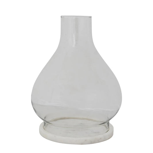 Glass Hurricane with Marble Base