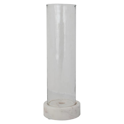 Glass Hurricane Taper Holder with Marble Base