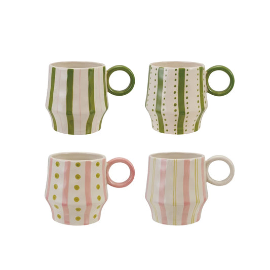 Hand painted Stoneware Mug with Striped Pattern