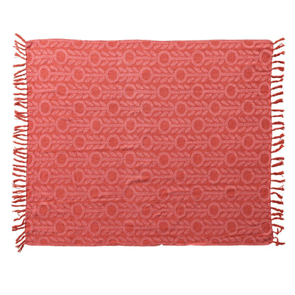 Woven Throw with Floral Pattern + Fringe