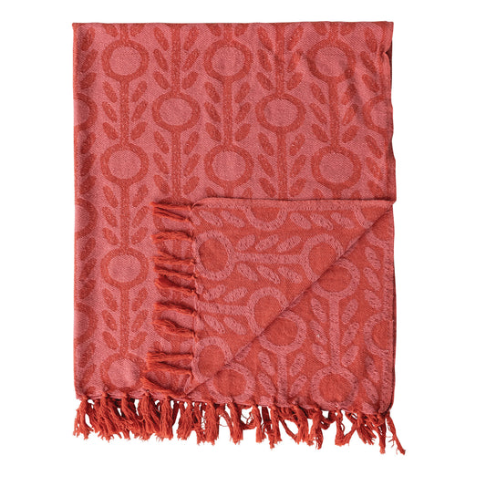 Woven Throw with Floral Pattern + Fringe