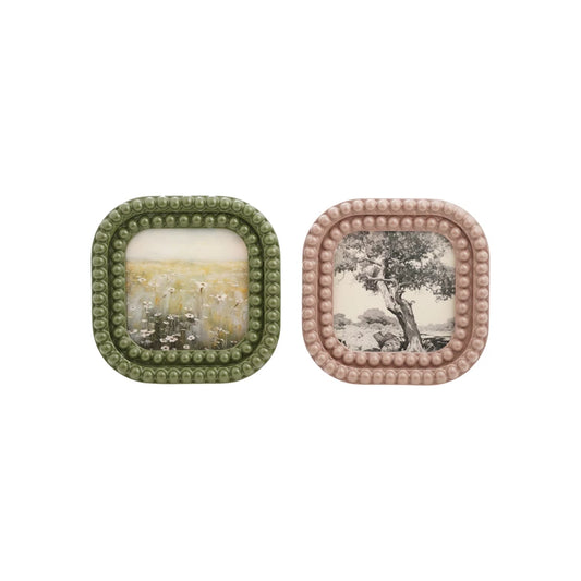 Resin Bobbin Square Frame (holds 4x4” photo)