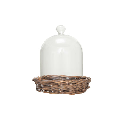 Glass Cloche with Woven Base