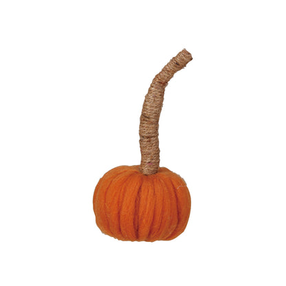 Wool Pumpkin with Jute Wrapped Stem (3 Styles)