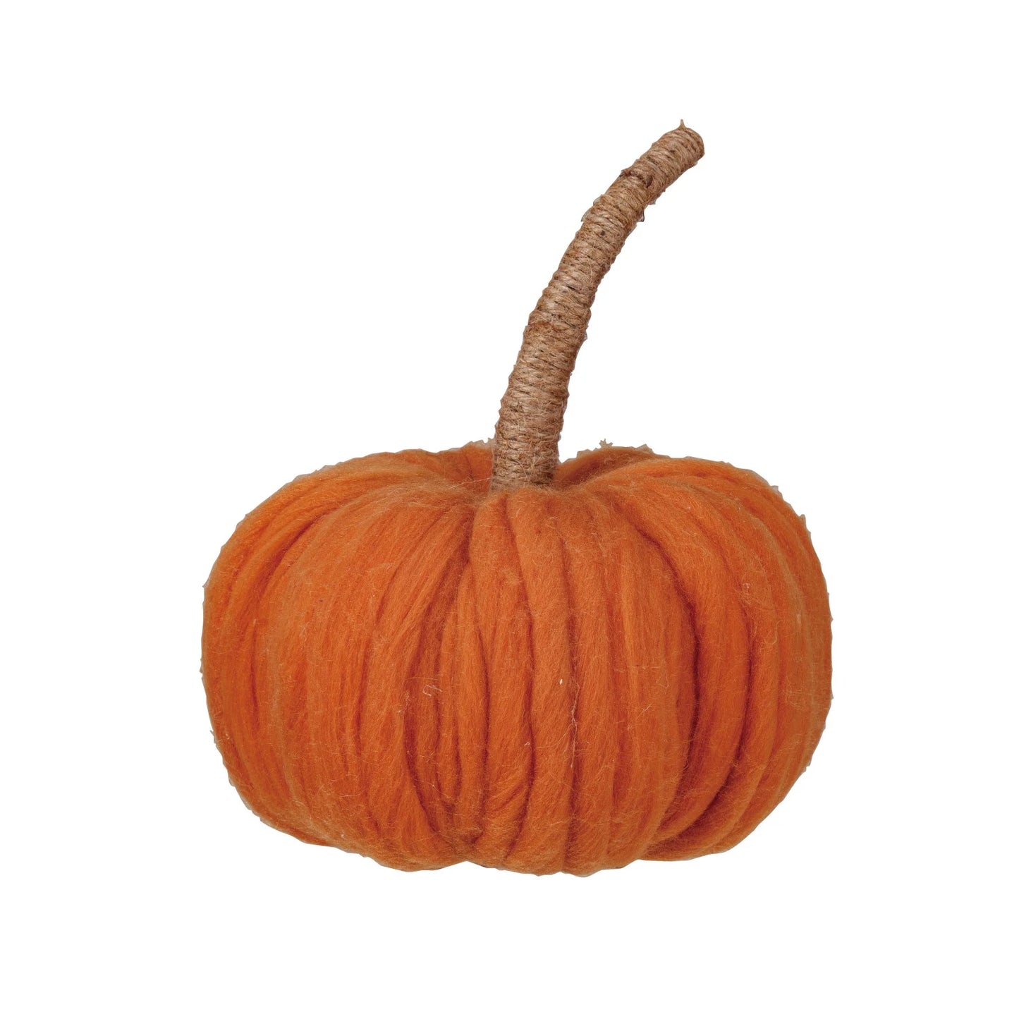 Wool Pumpkin with Jute Wrapped Stem (3 Styles)