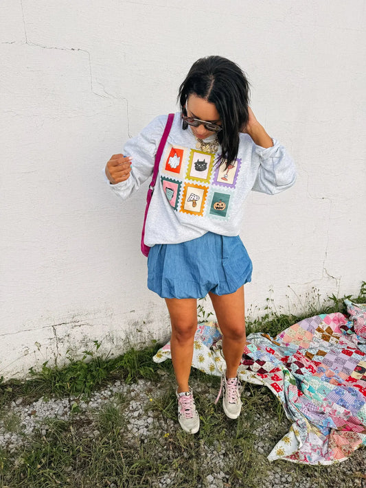 Halloween Stamps Crew Sweatshirt