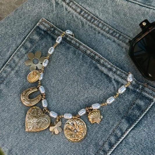 Pearl Snap Charm Necklace