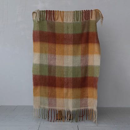 Brushed Plaid Throw with Fringe