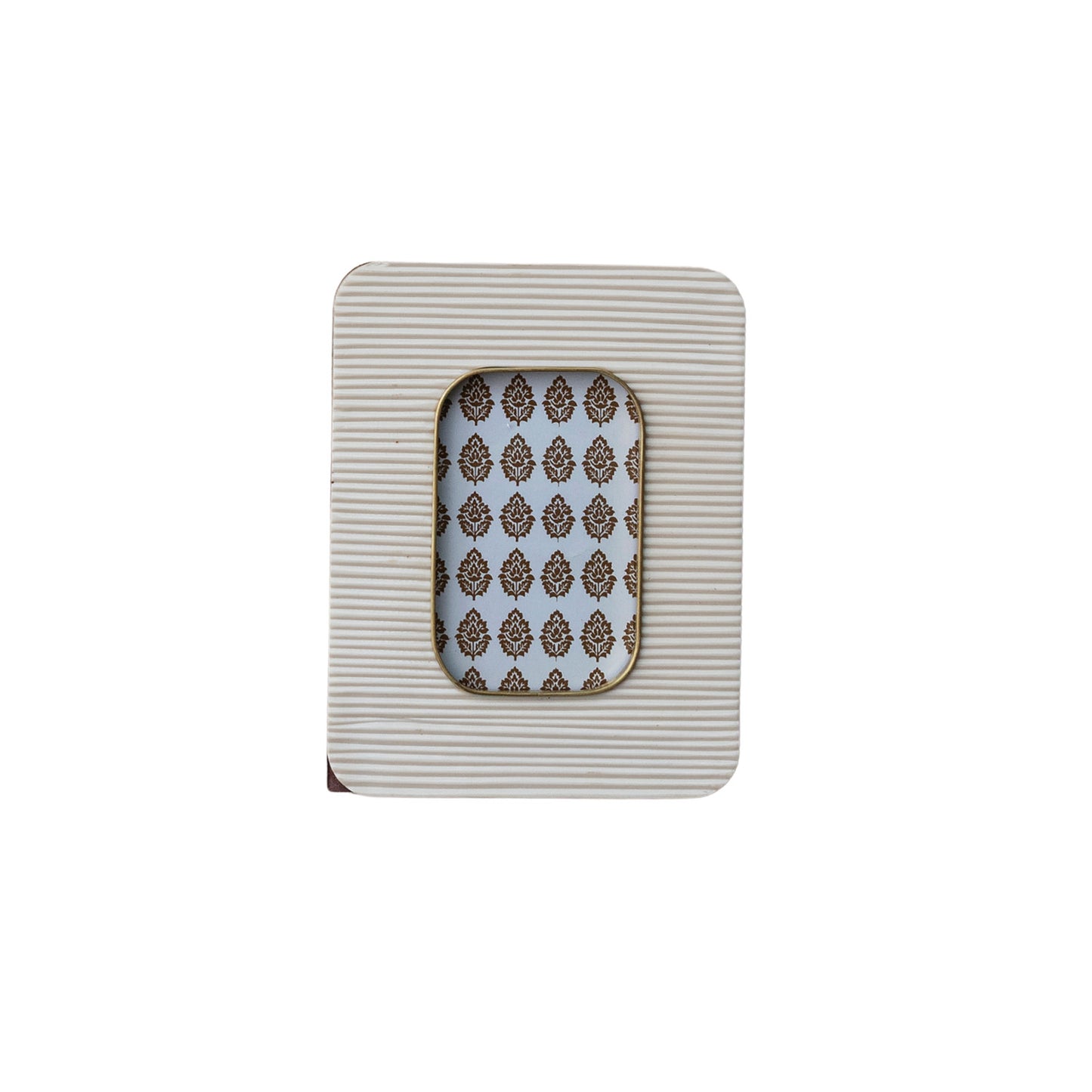 Ribbed Photo Frame with Brass Inlay
