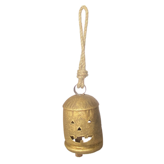 Metal Bell with Jack O Lantern Cut Outs