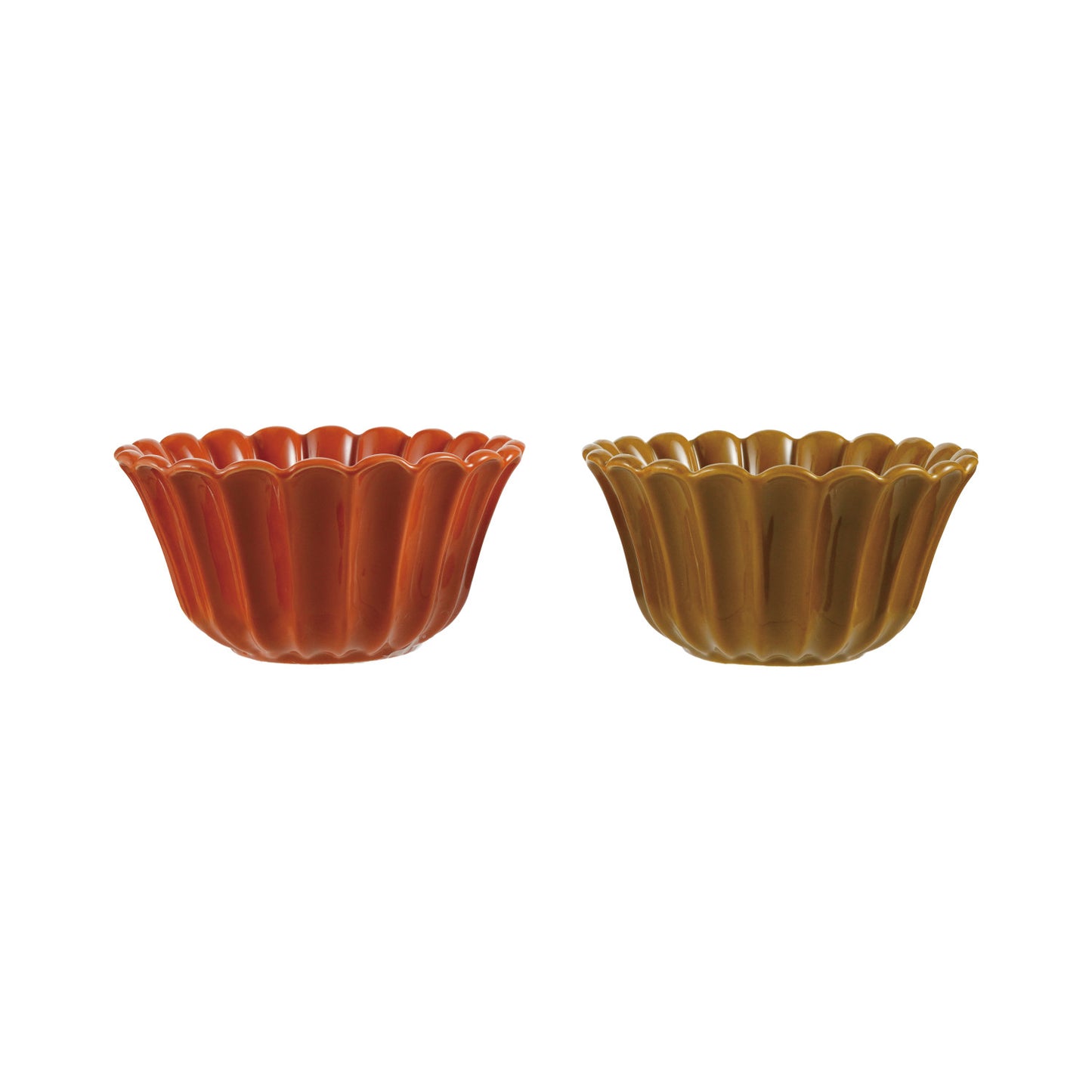 Stoneware Pleated Scalloped Bowl