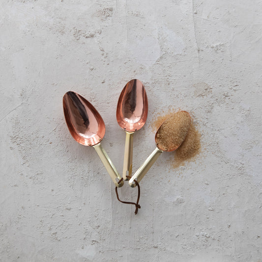Stainless Steel Scoops with Copper and Brass Finish-Set of 3