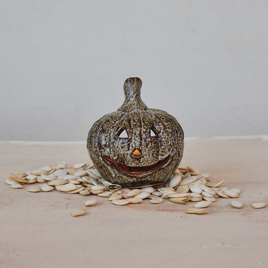 Stoneware Pumpkin Tealight Holder