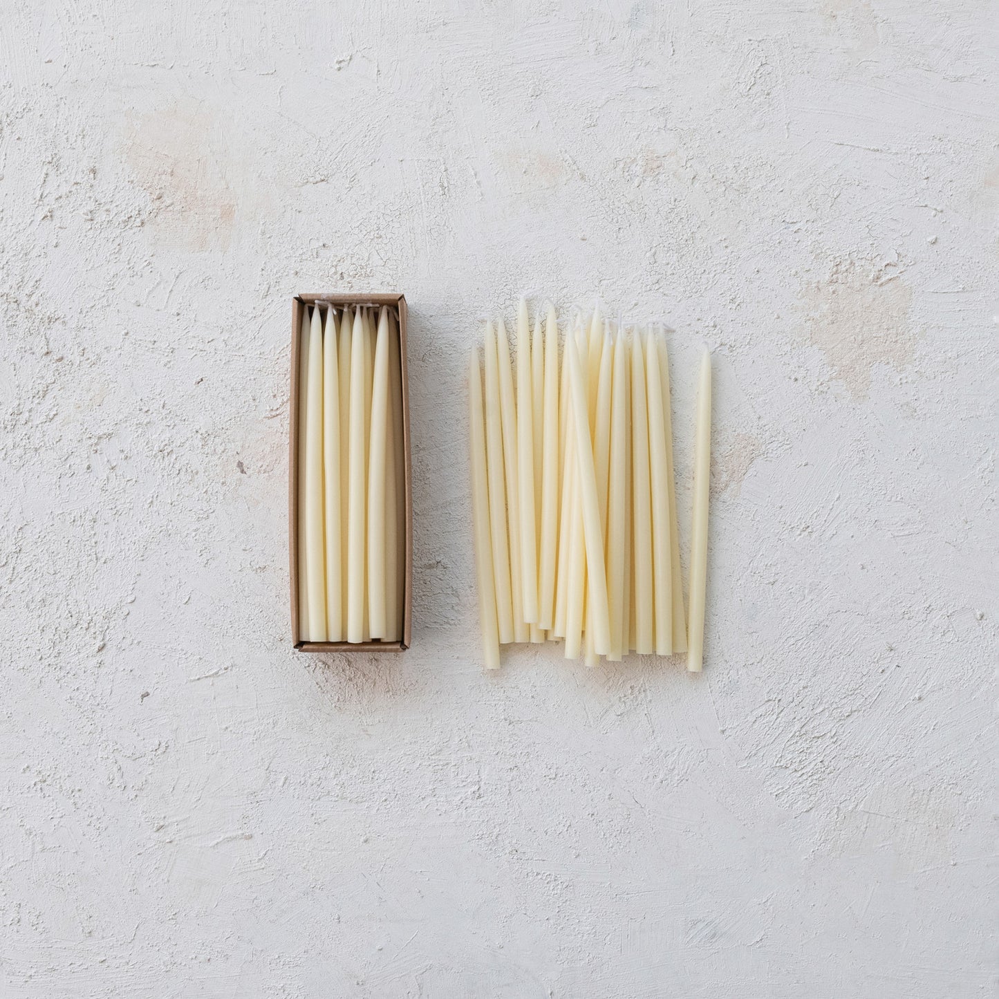 Unscented Thin Taper Candles Box of 24-Cream