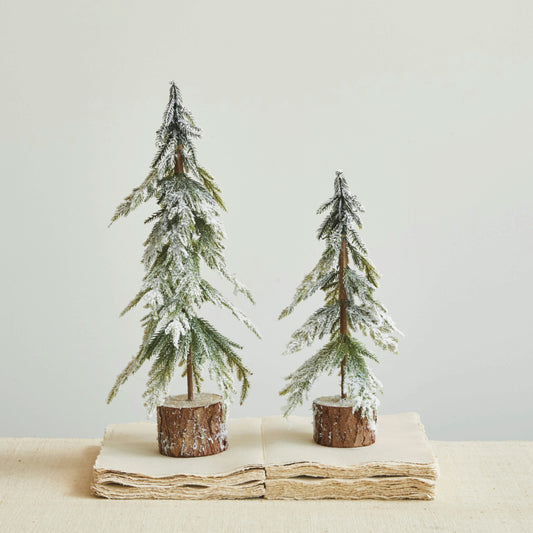 Faux Fir Tree with Wood Base 11.75” H