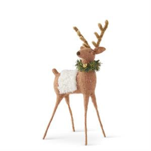 Wool Reindeer with Bell + Wreath