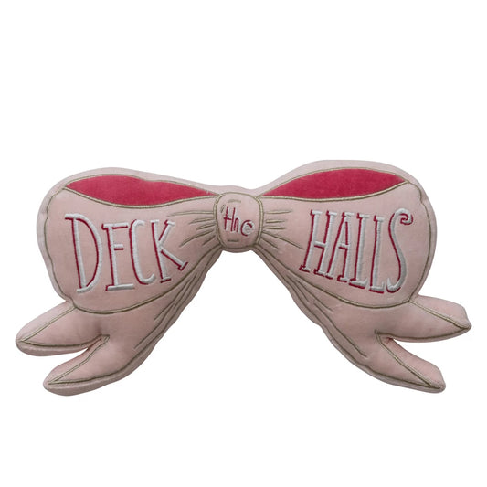 Velvet “Deck the Halls” Bow Pillow
