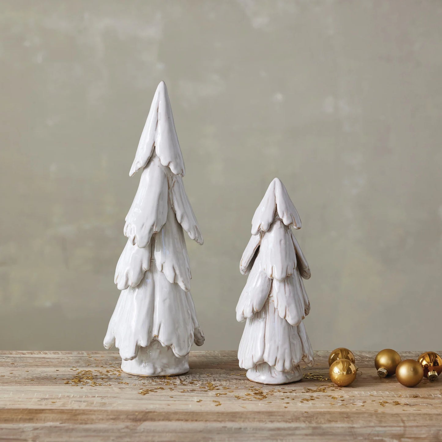 Stoneware Reactive Glaze Tree in White