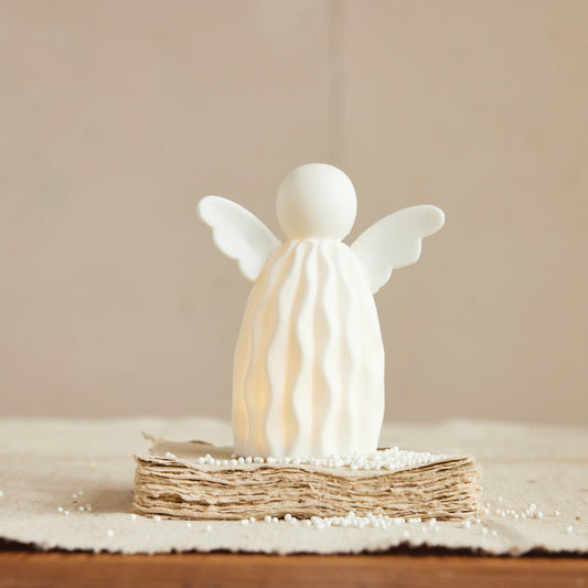 Stoneware Angel with LED Light