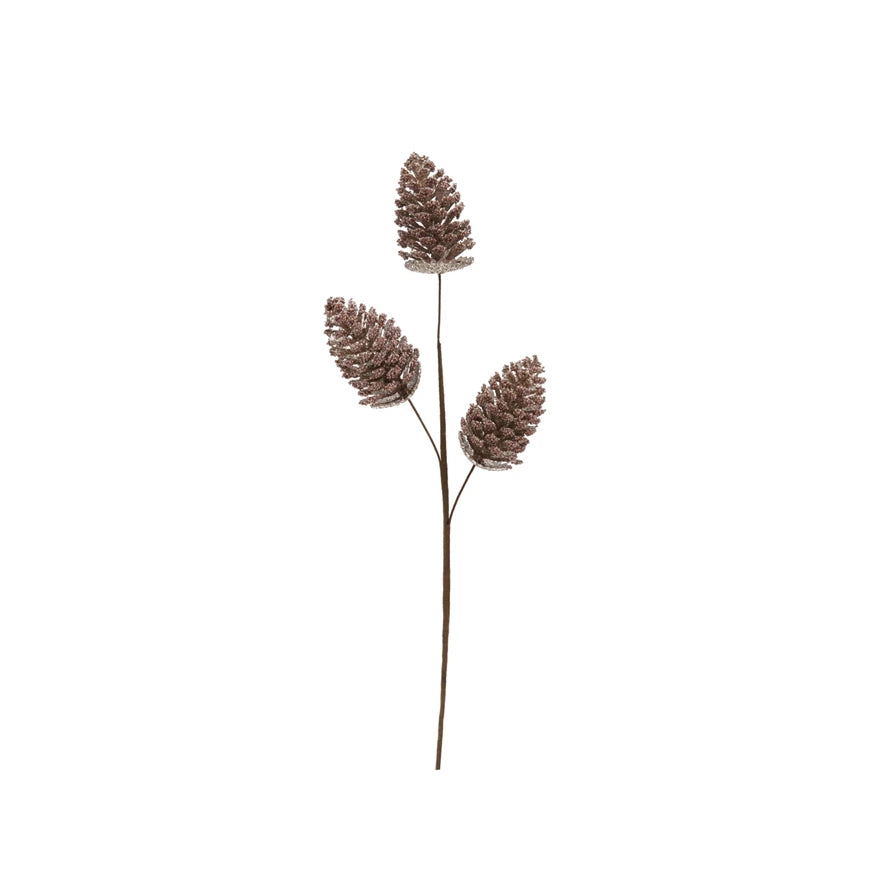 24” H Beaded Pinecone Stem with Champagne Finish
