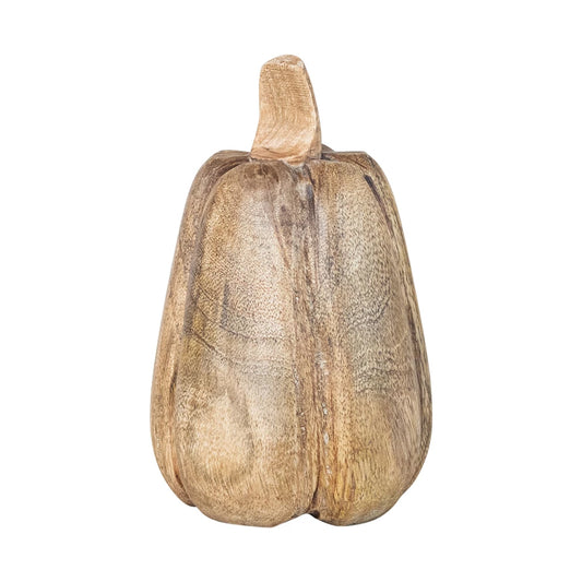 Carved Mango Wood Pumpkin 5.75” H