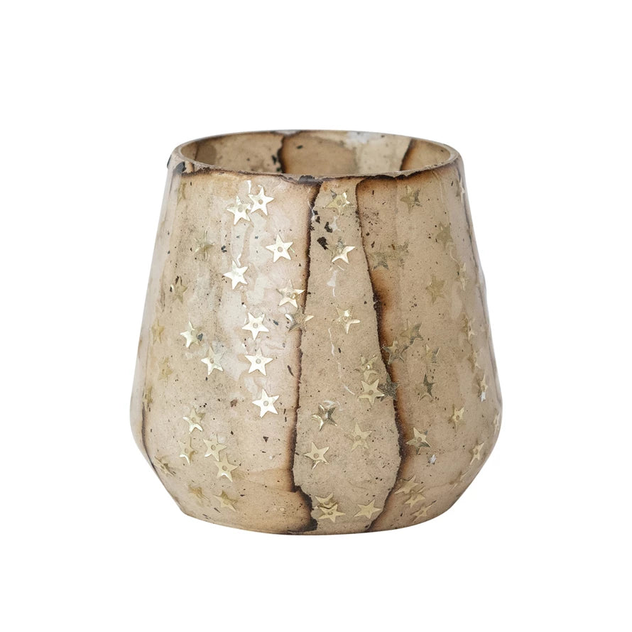Glass Votive with Star Sequins