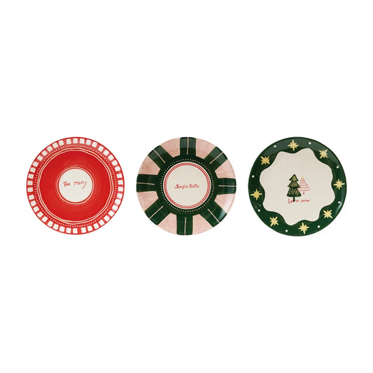 Hand Painted Stoneware Plate with Holiday Sayings