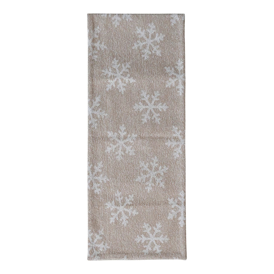 Jacquard Table Runner with Snowflake Pattern