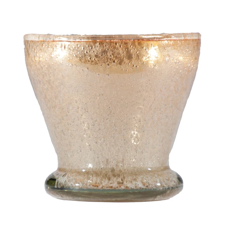 Seeded Glass Votive Holder in Champagne