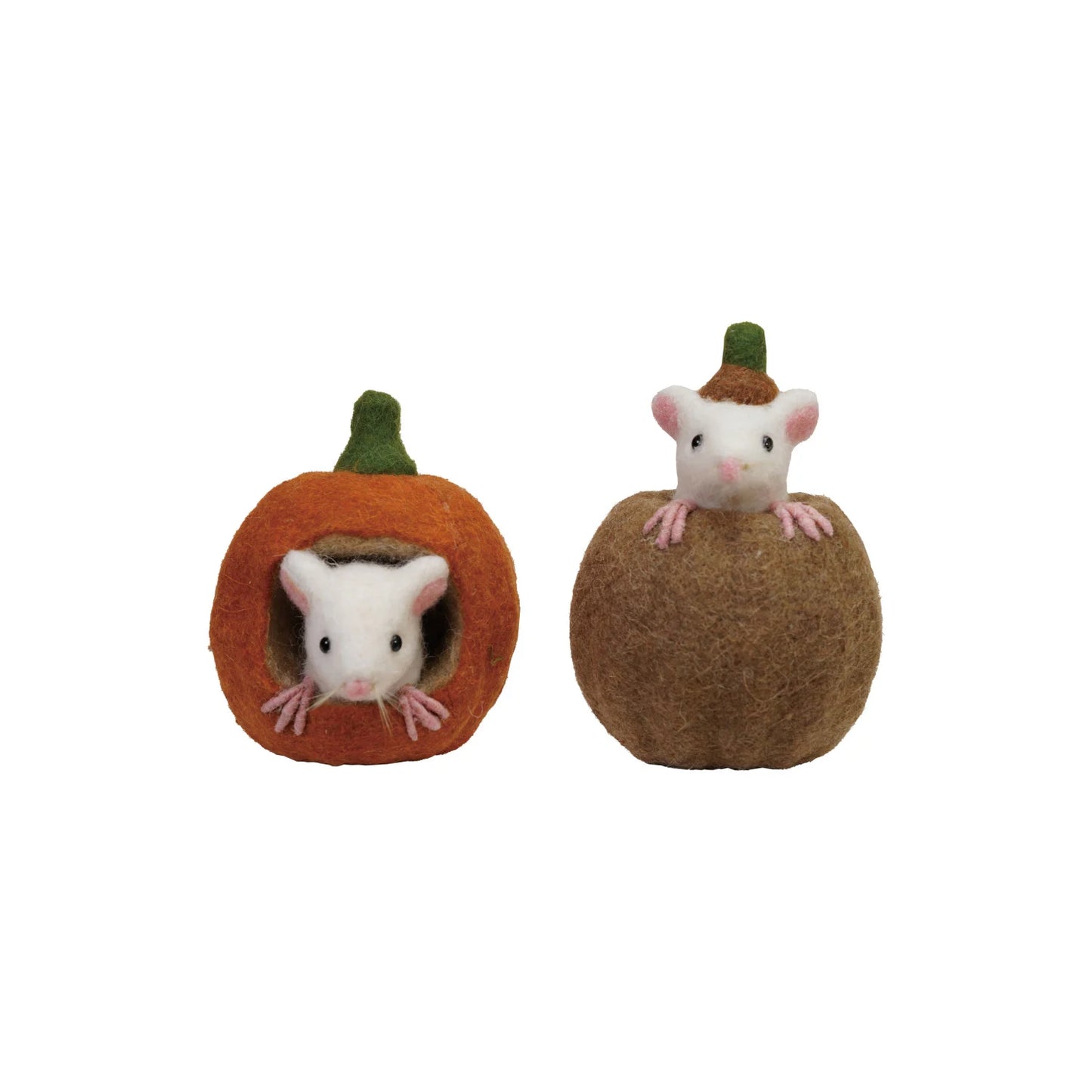 Wool Felt Pumpkin with Mouse