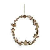 Antique Gold Wreath with Flowers and House