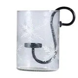 Etched Glass Hurricane with Snowflakes