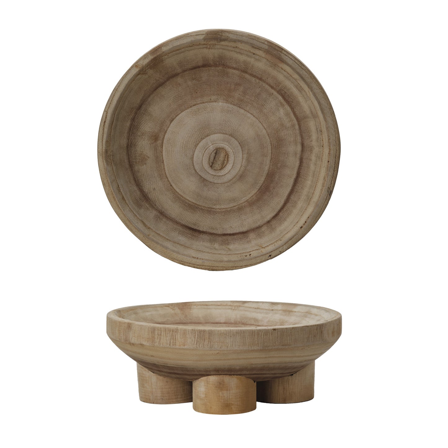 Natural Wood Footed Bowl