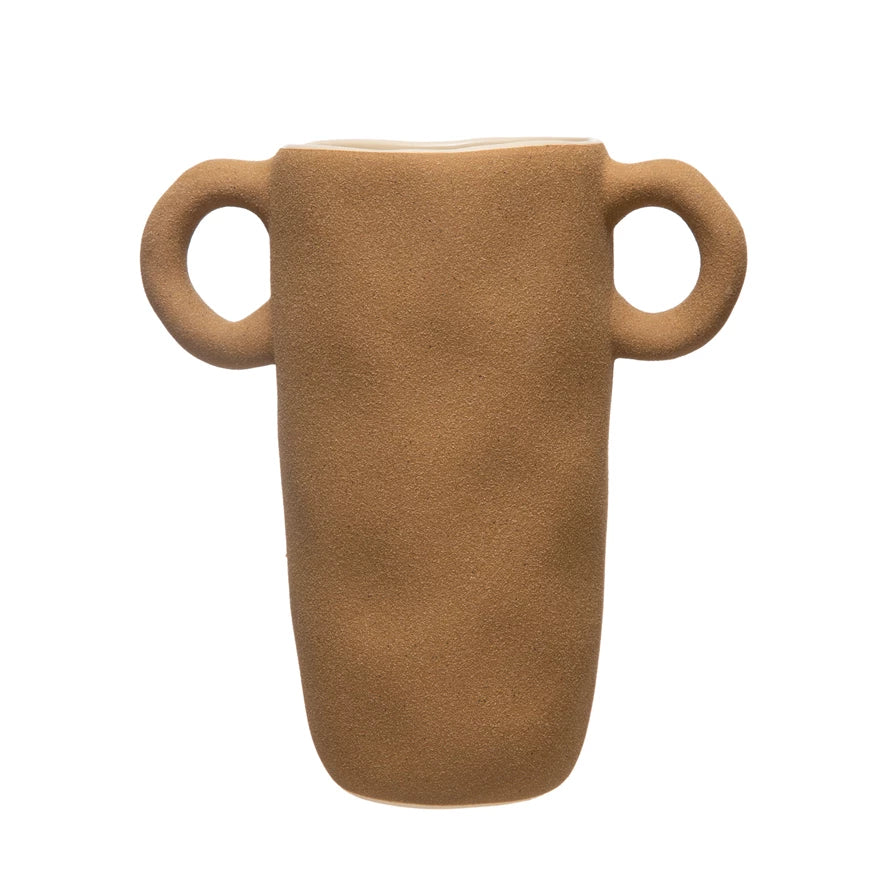 Sand Finish Vase with Handles