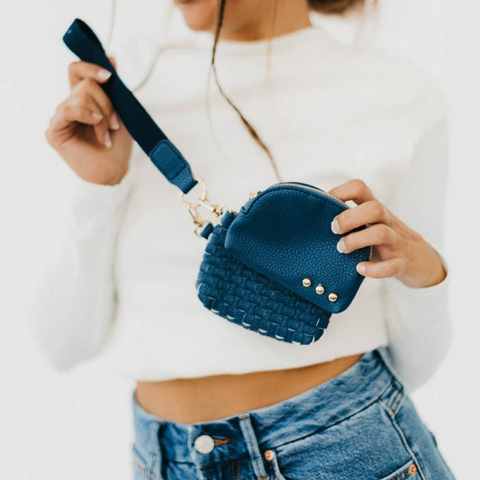 Wonderlust Woven Dual Pouch Wristlet : Denim