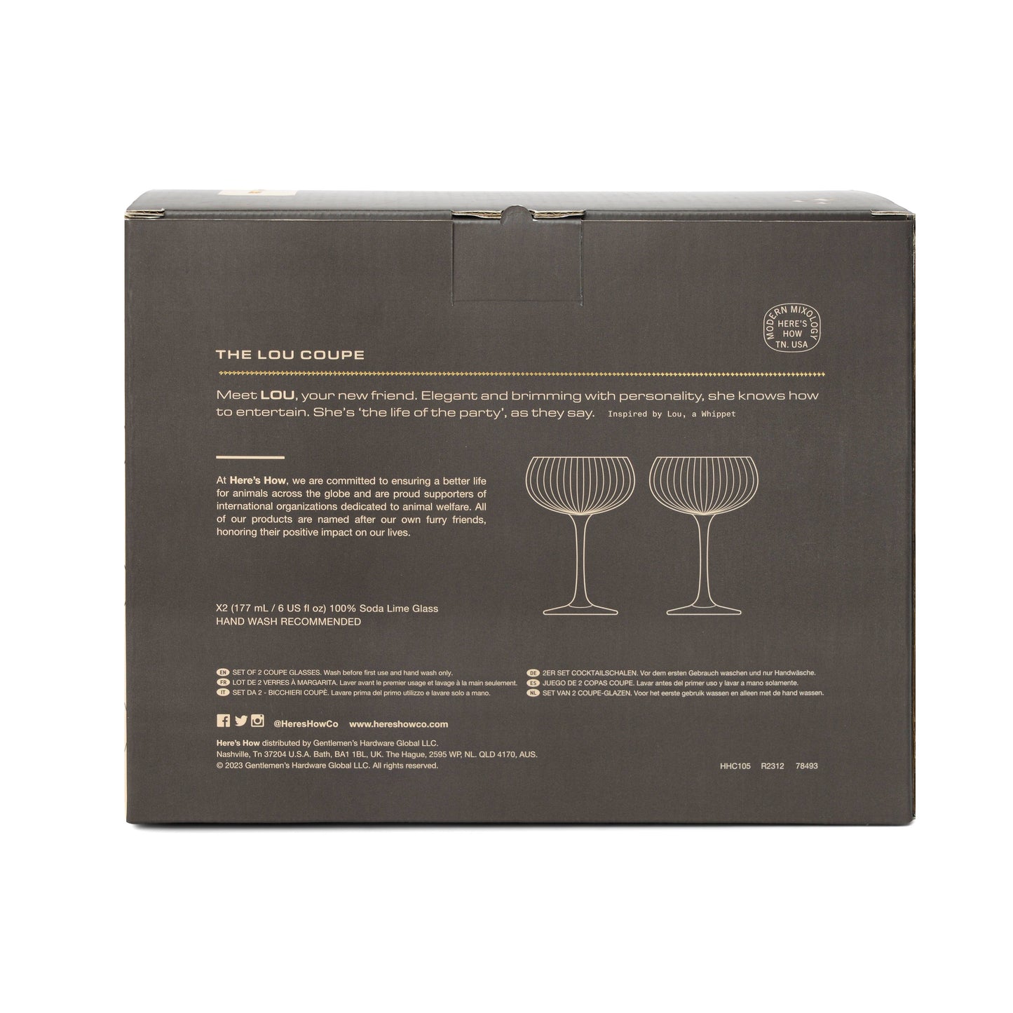 The Lou Coupe Glass - Smoke, Set Of 2