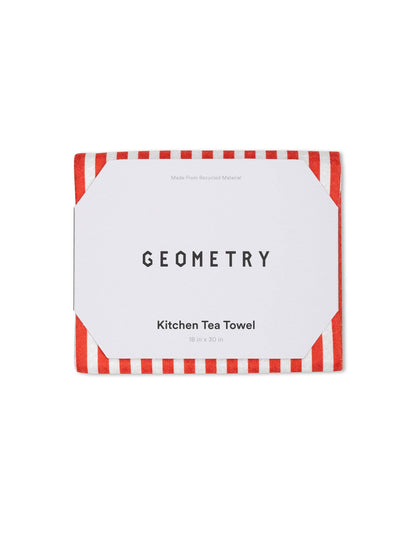 Geometry Summer Stripe Red Tea Towel