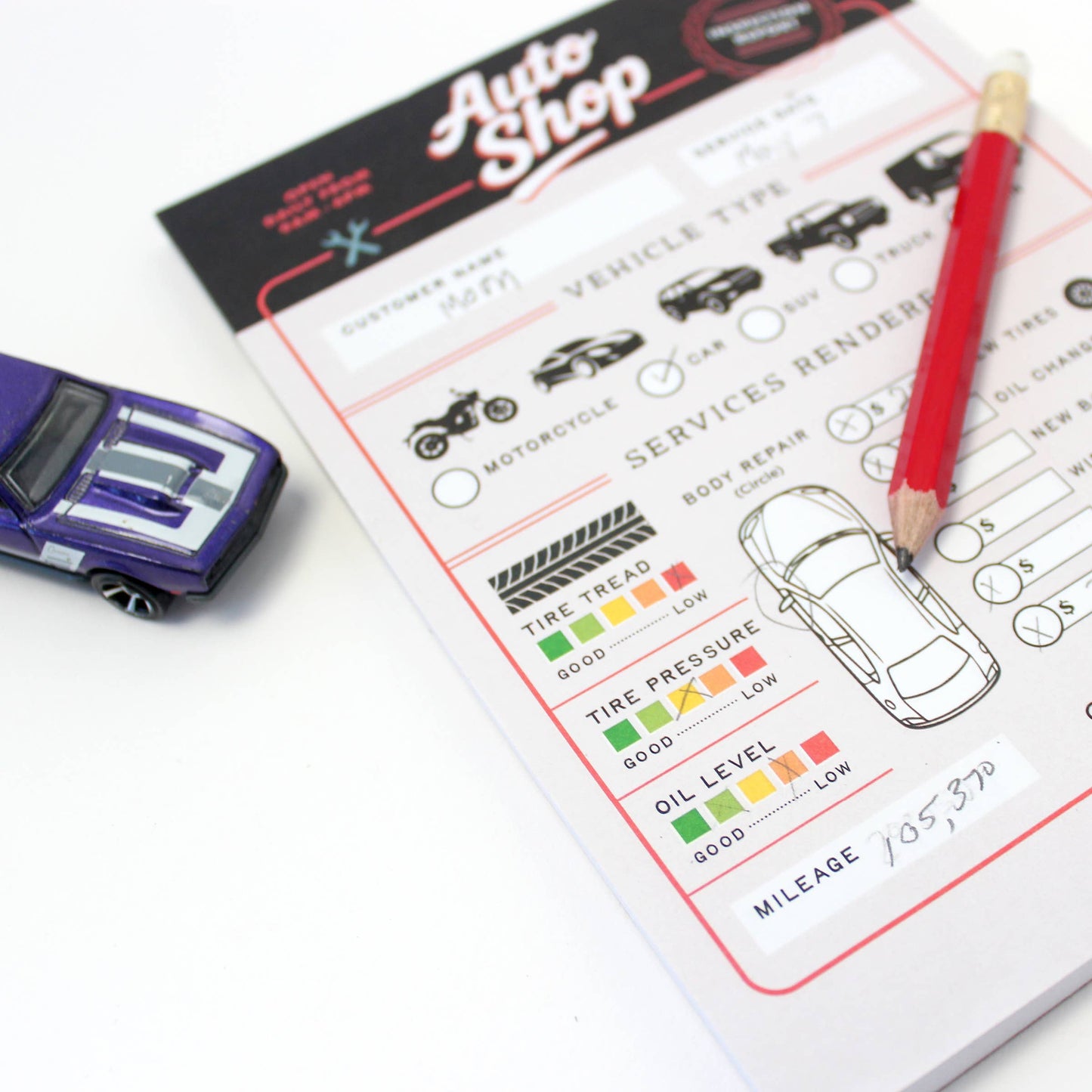 Tiny Town Play Notepad - Auto Shop