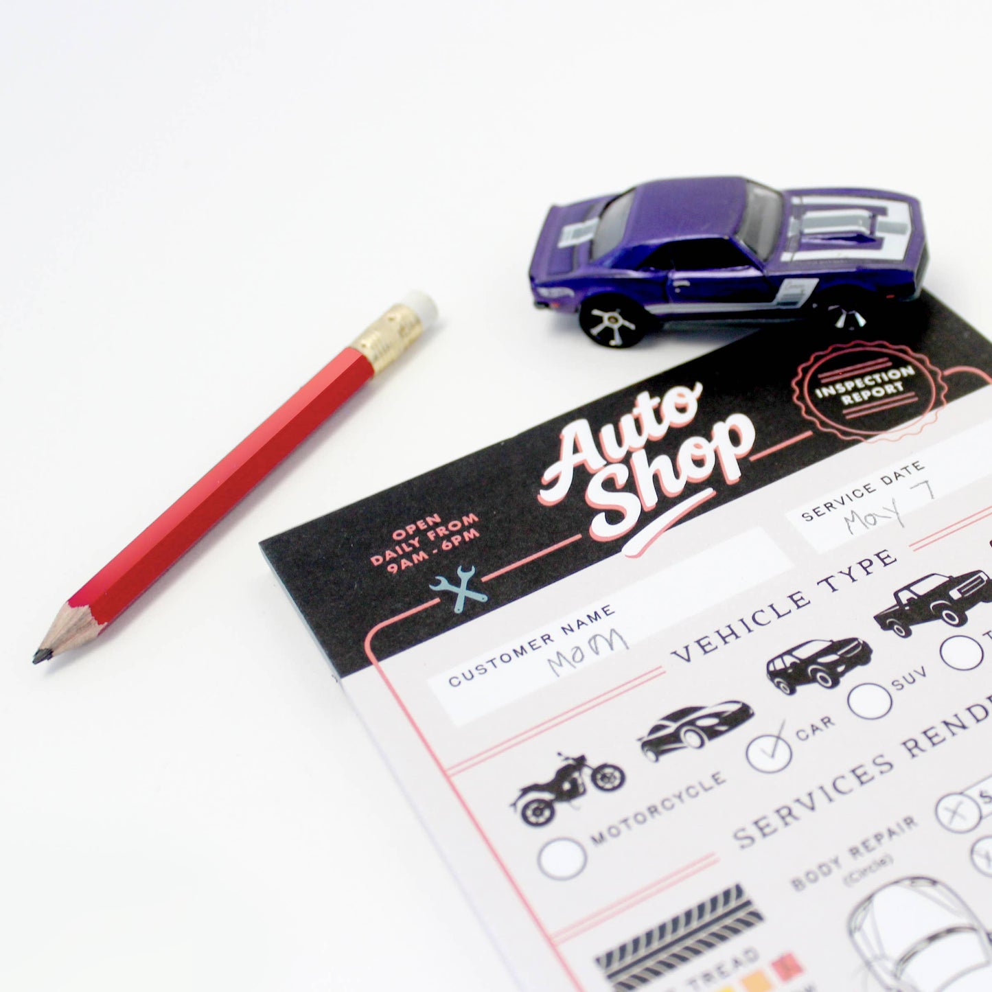 Tiny Town Play Notepad - Auto Shop