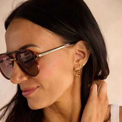 Gold Squiggle Hoops
