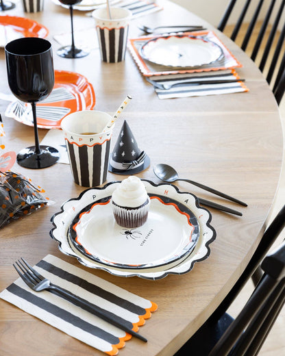 Black and Cream Striped Dinner Napkin