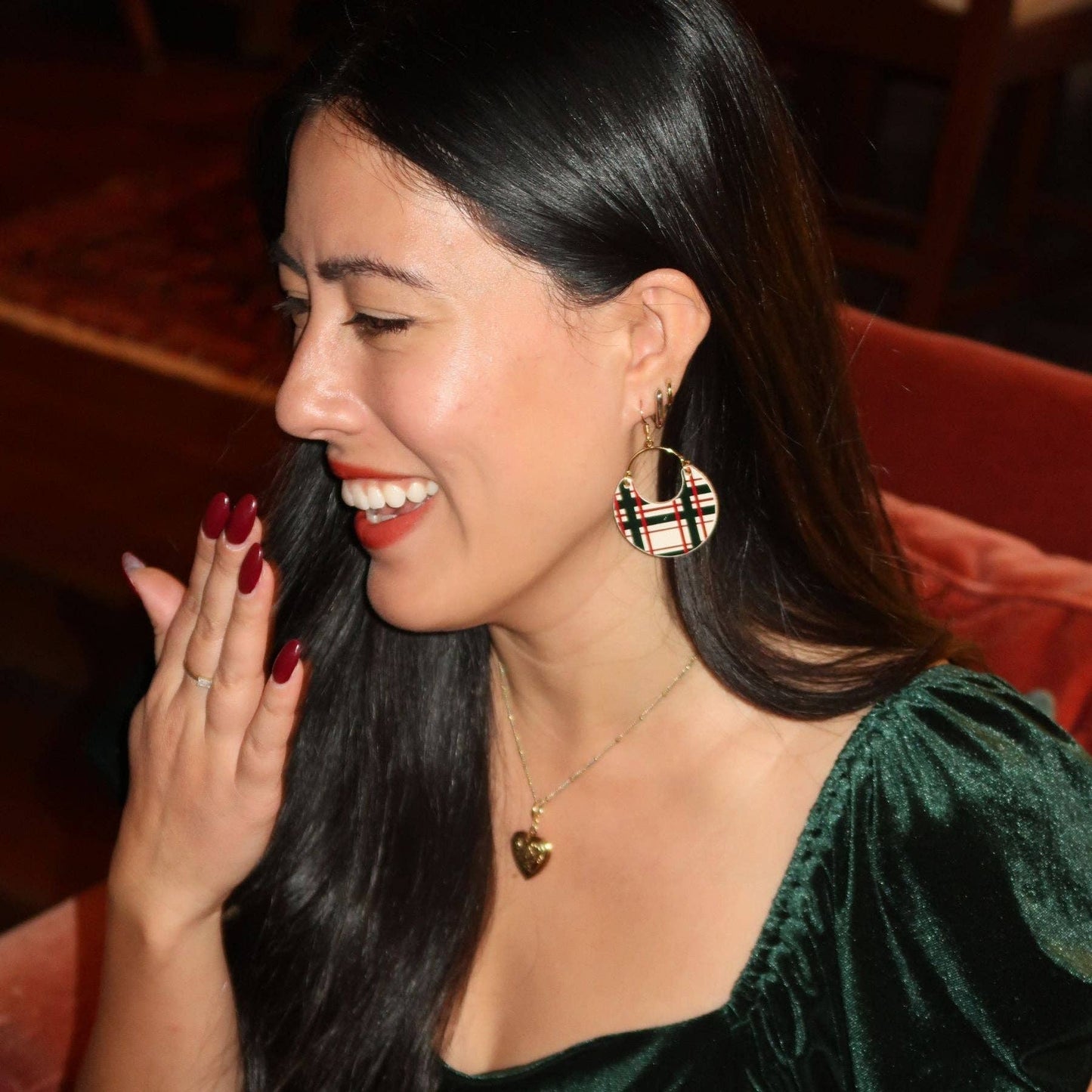 Ecru Tartan Ninas: Gold