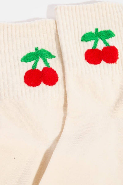 Cherry on Top Embroidered Socks