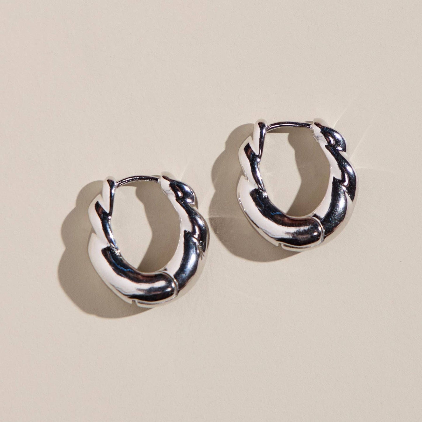 Silver Wide Twist Hoops: Silver